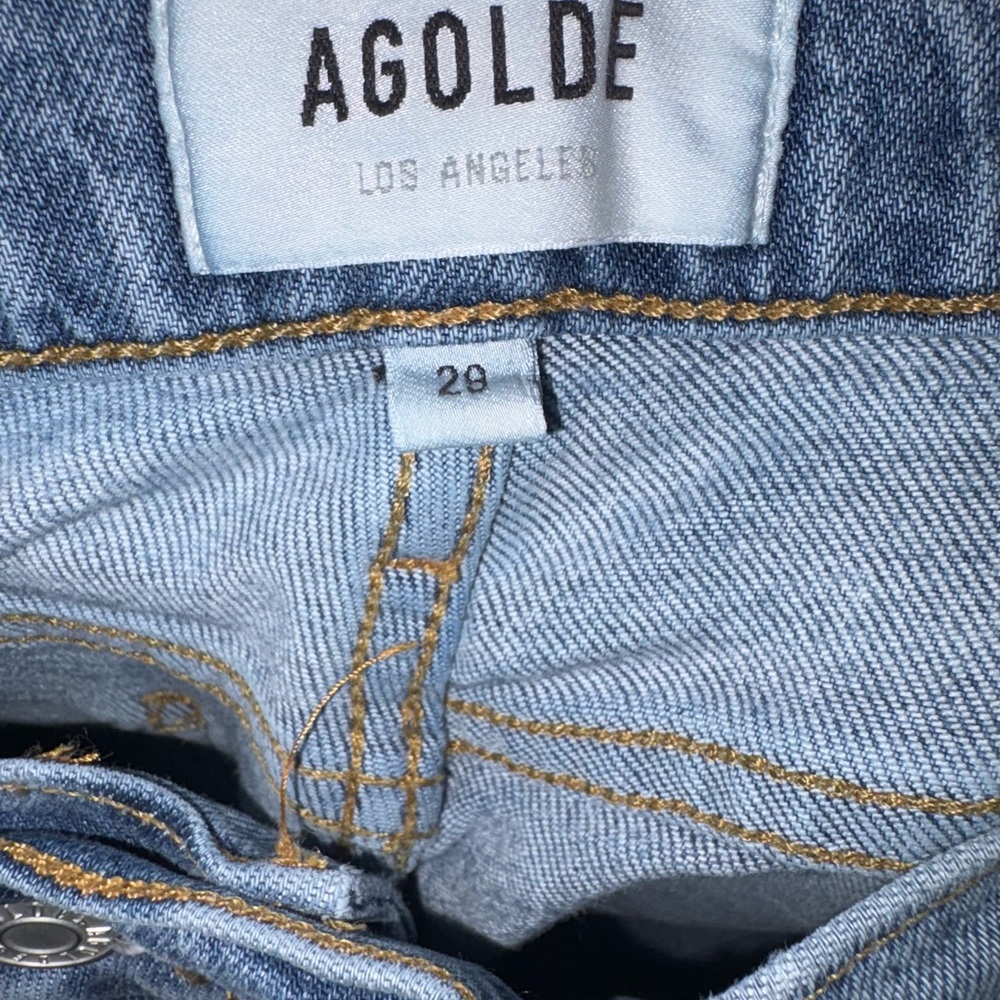 Agolde Nico High-Rise Slim Fit Jeans With Button Fly And Raw Hem Women’s Size 29 - Picture 10 of 13